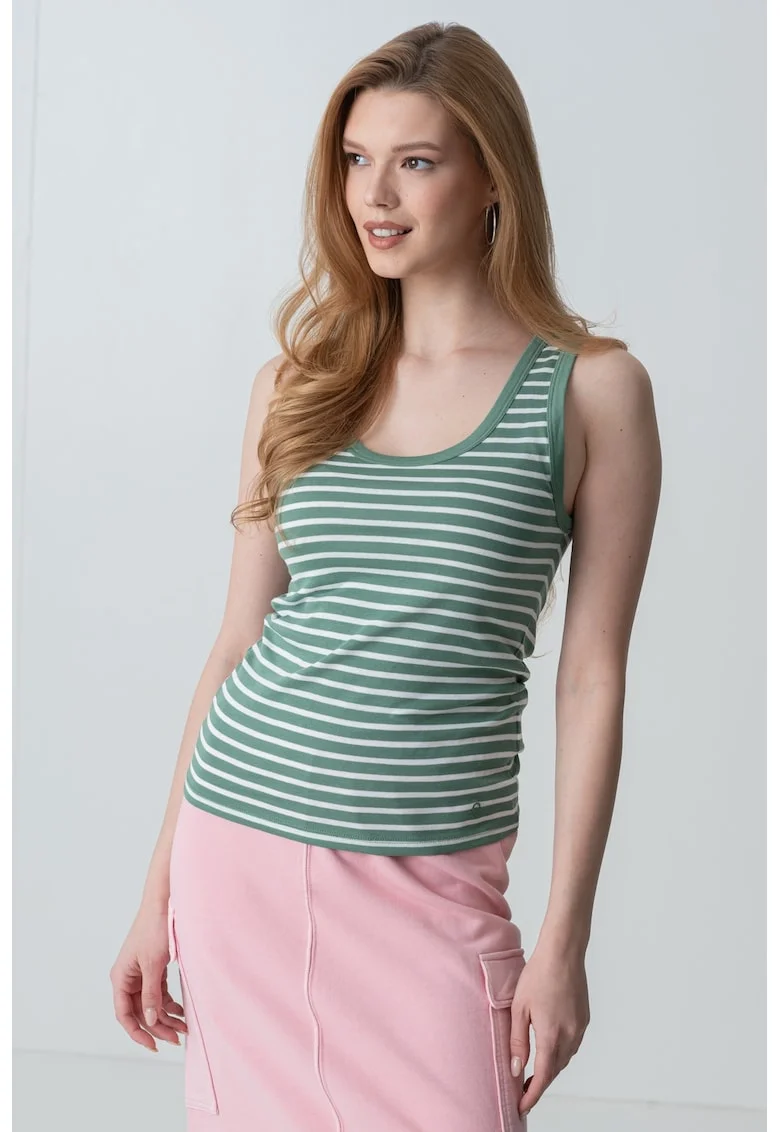 Top cu model in dungi, Alb/Verde