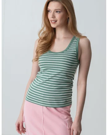 Top cu model in dungi, Alb/Verde
