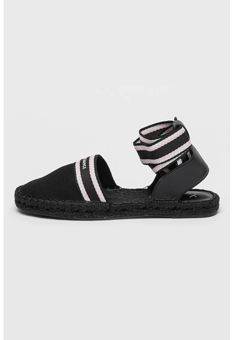 Espadrile cu bareta pe glezna, Negru/Gri deschis/Roz prafuit