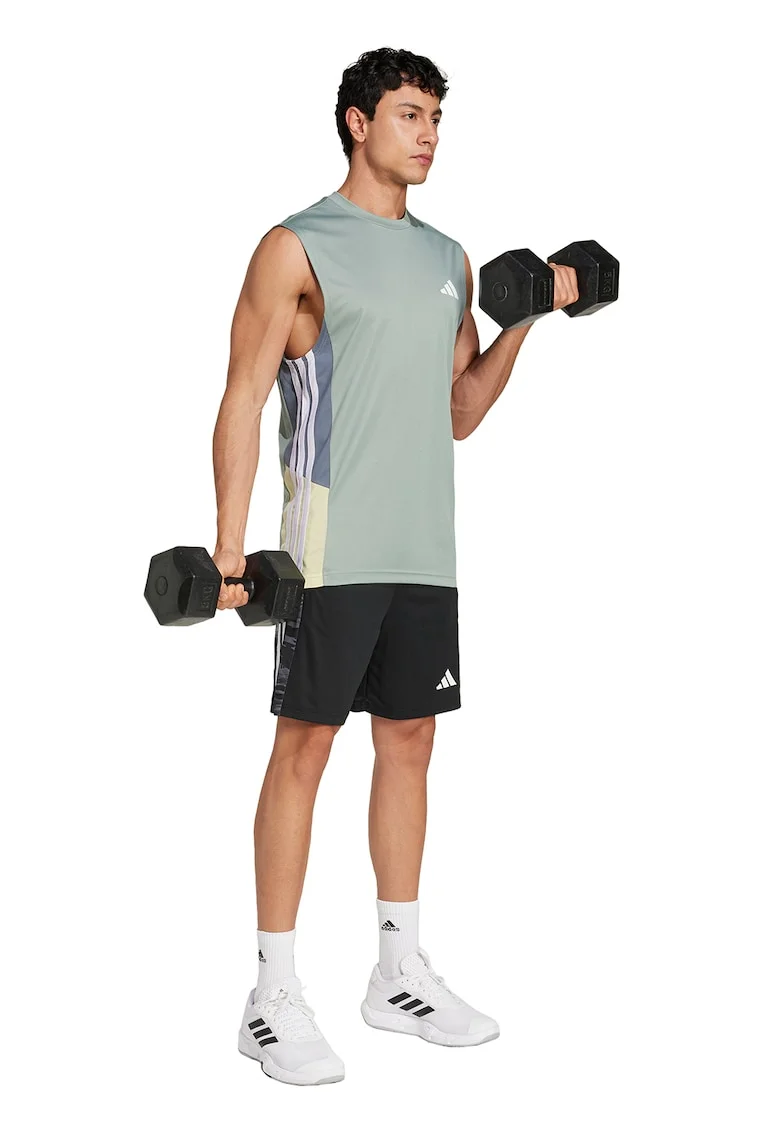 Pantaloni scurti cu logo, pentru fitness, Negru/Gri