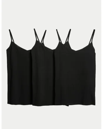 Set de topuri cu decolteu in V - 3 piese, Negru