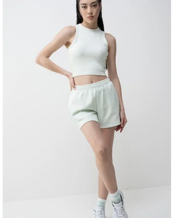 Top crop striat, pentru fitness, Verde menta