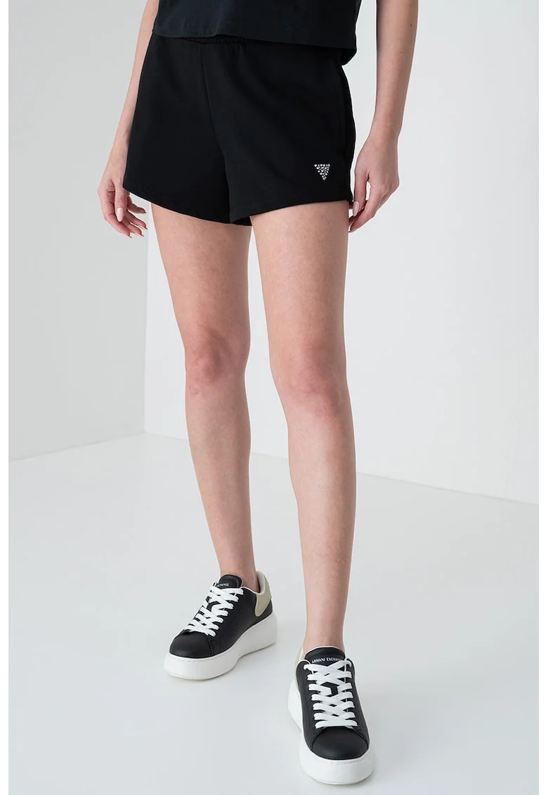 Pantaloni scurti cu talie inalta pentru fitness, Negru