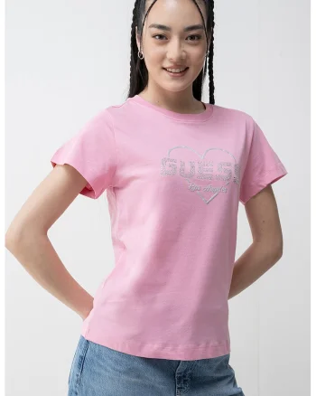 Tricou regular-fit cu logo decorativ, Roz/Argintiu