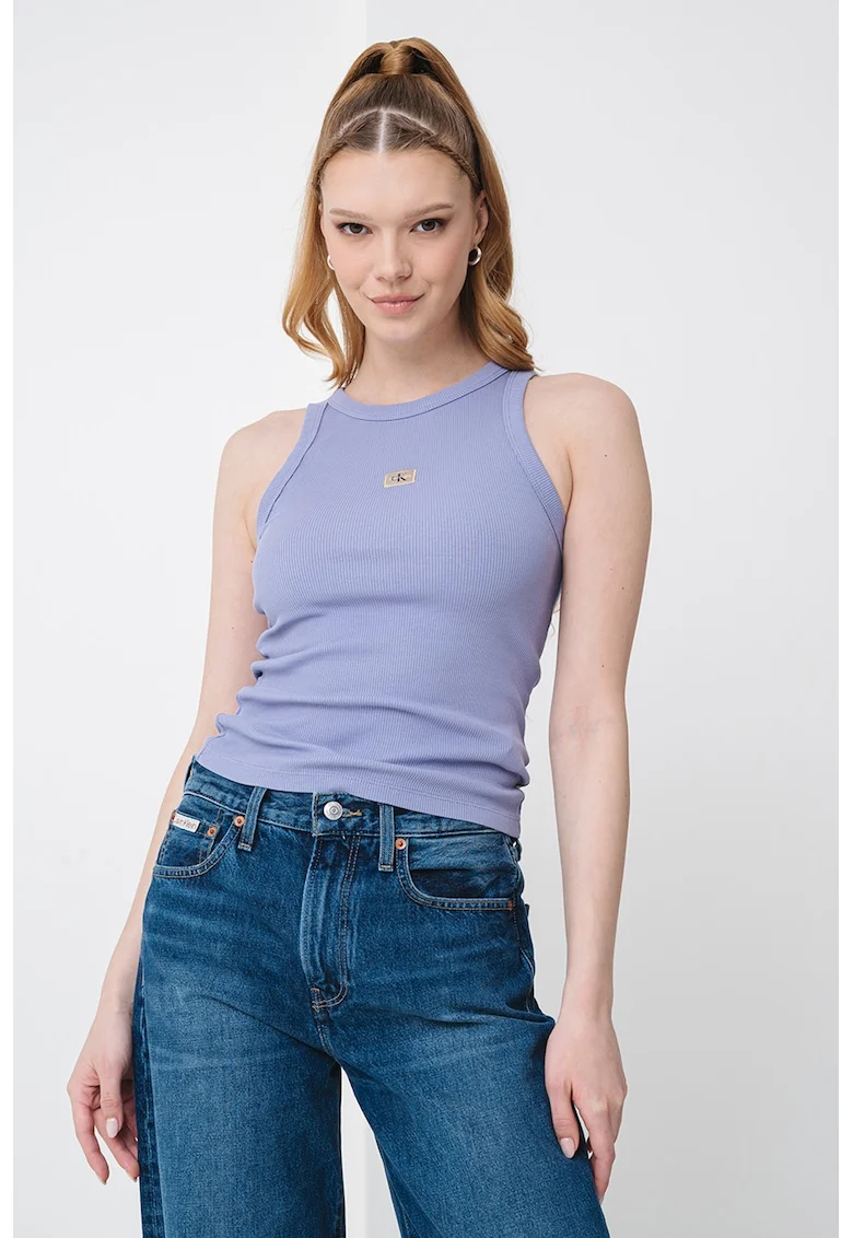 Top cu logo discret, Lila