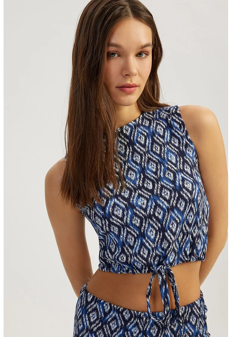 Top cu model, Alb/Albastru
