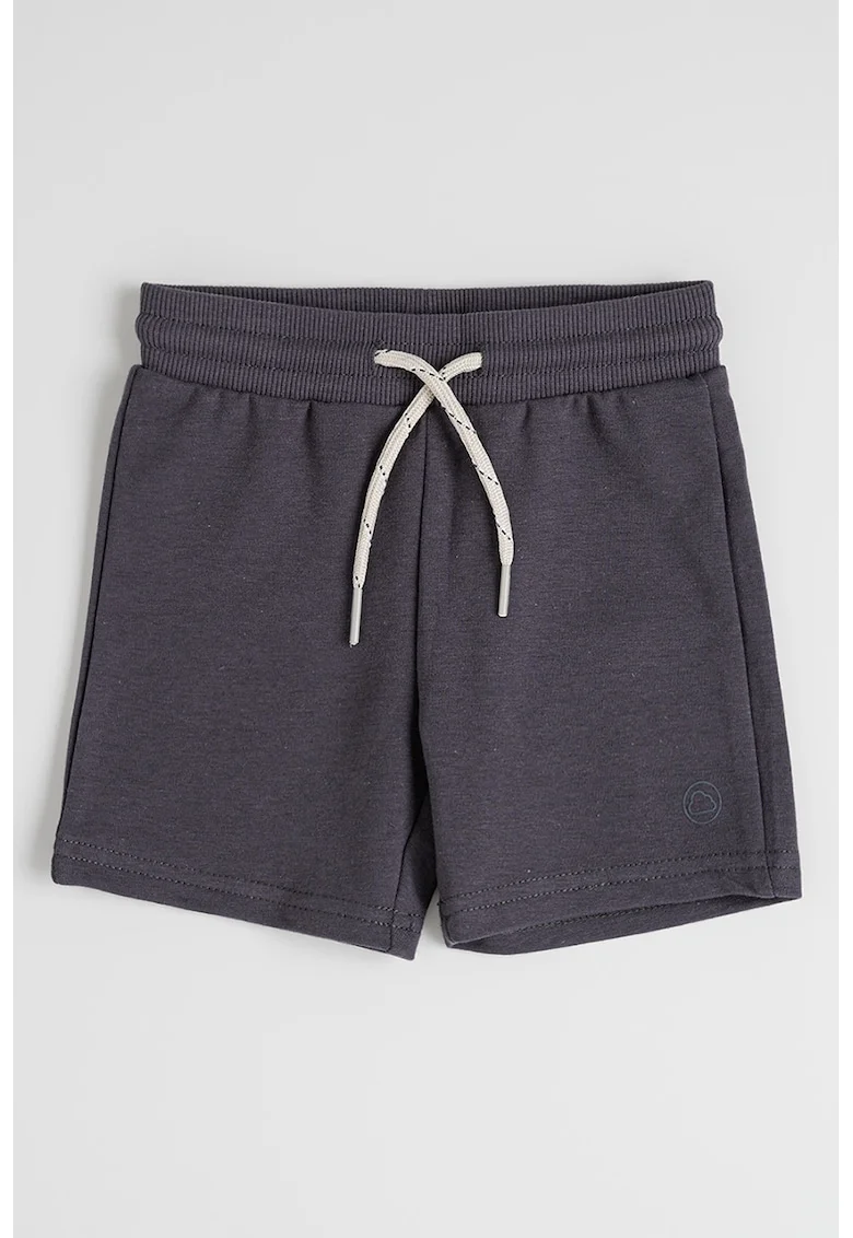 Pantaloni scurti din amestec de bumbac cu snur in talie, Gri inchis melange