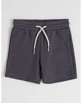 Pantaloni scurti din amestec de bumbac cu snur in talie, Gri inchis melange
