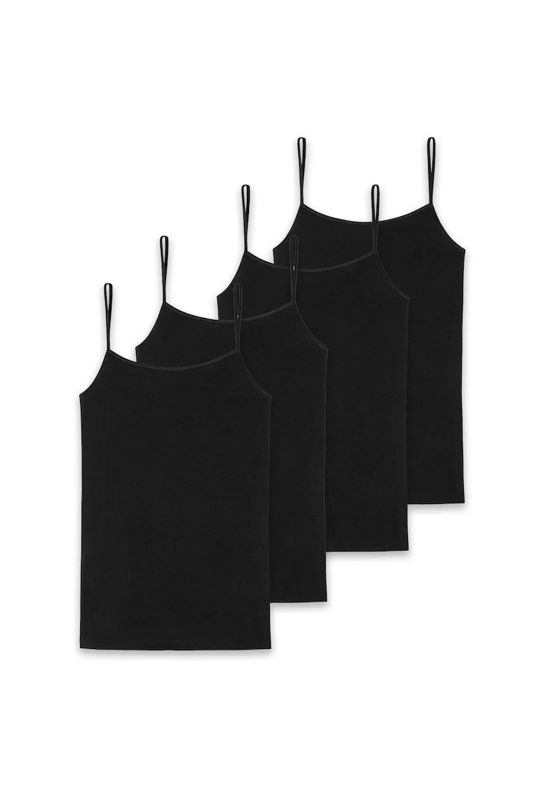 Schiesse, Set de top-uri cu bretele inguste - 4 perechi, Negru