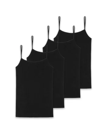 Schiesse, Set de top-uri cu bretele inguste - 4 perechi, Negru