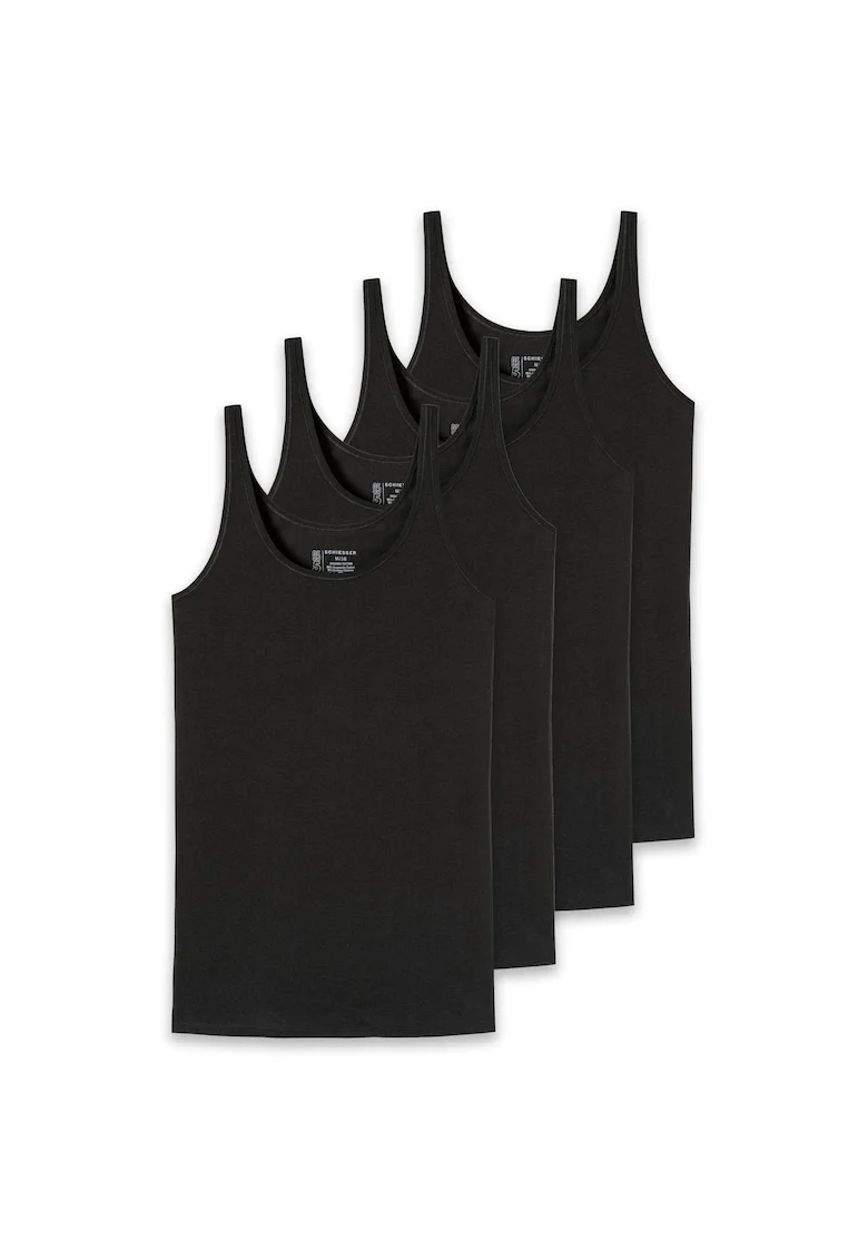 Set de top-uri cu decolteu rotund - 4 piese, Negru