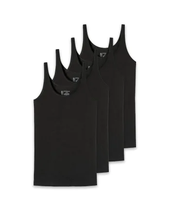 Set de top-uri cu decolteu rotund - 4 piese, Negru