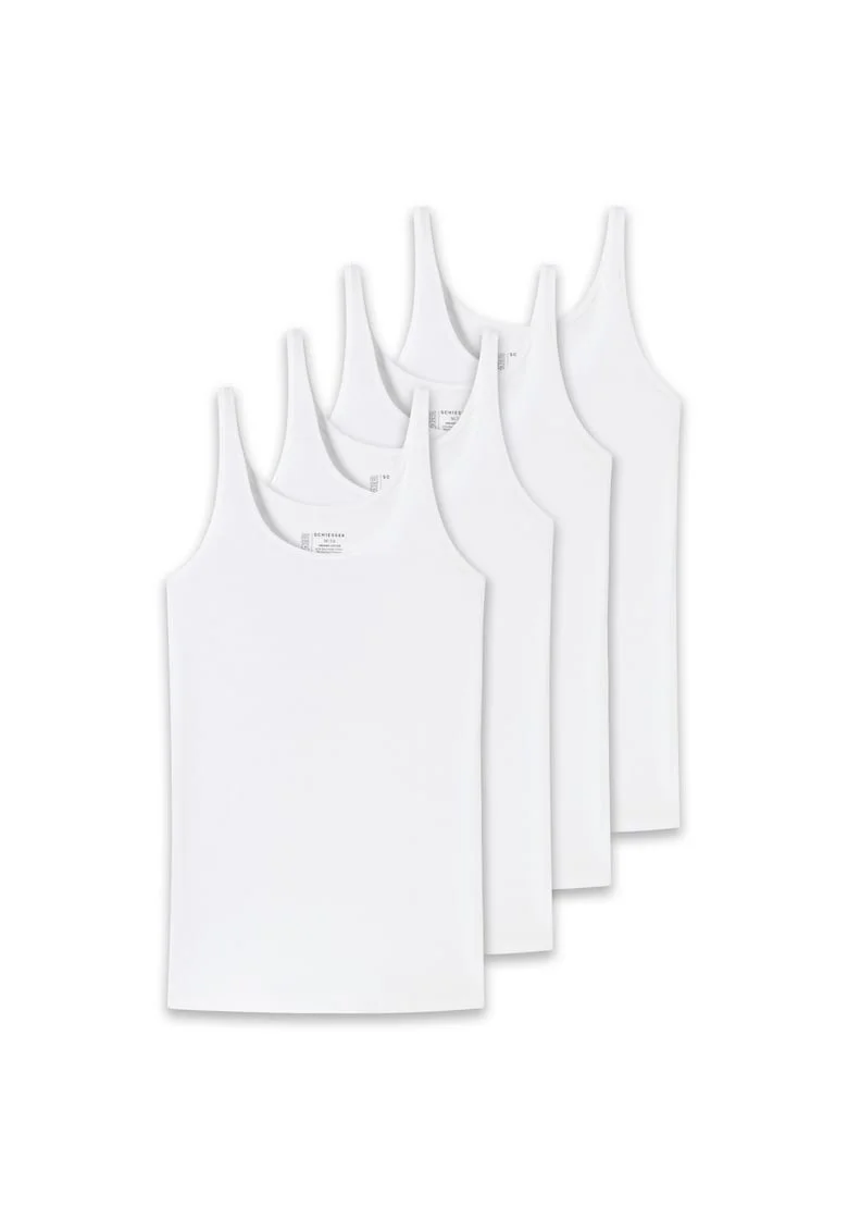 Set de top-uri cu decolteu rotund - 4 piese, Alb