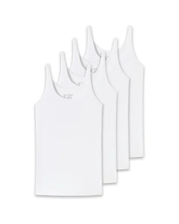 Set de top-uri cu decolteu rotund - 4 piese, Alb