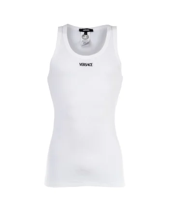 Top striat cu logo, Alb