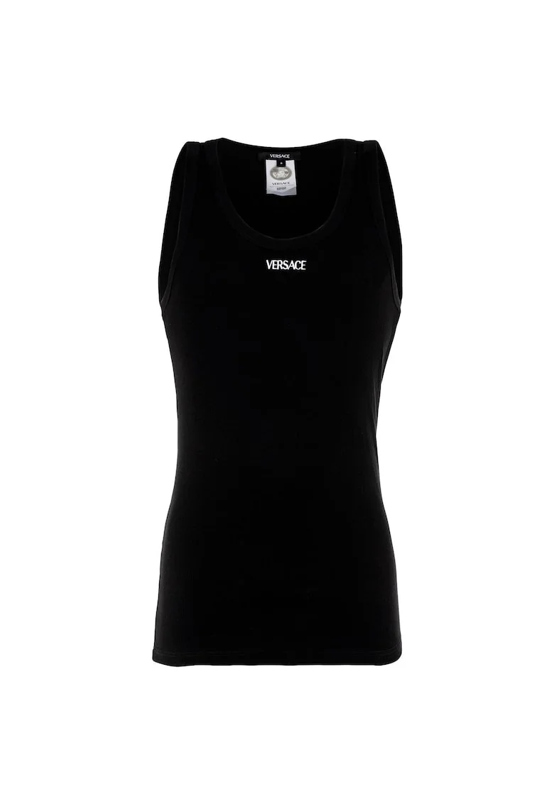 Top striat cu logo, Negru