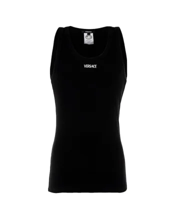 Top striat cu logo, Negru
