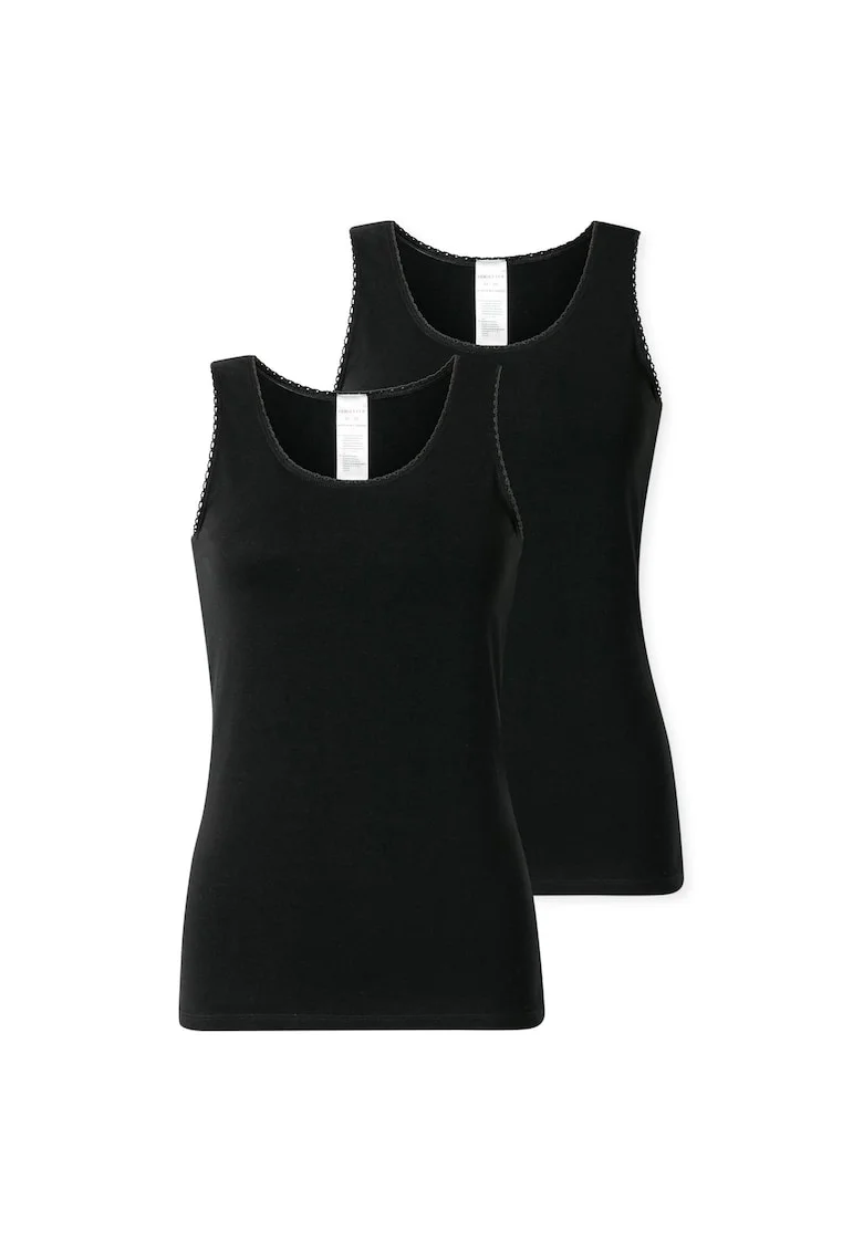 Set de top-uri cu model uni - 2 piese, Negru