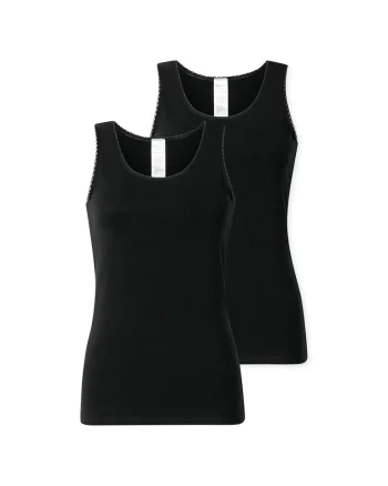 Set de top-uri cu model uni - 2 piese, Negru