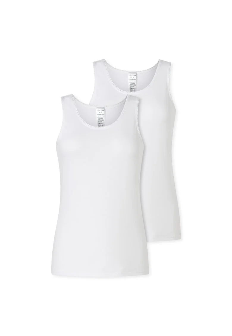 Set de top-uri cu model uni - 2 piese, Alb
