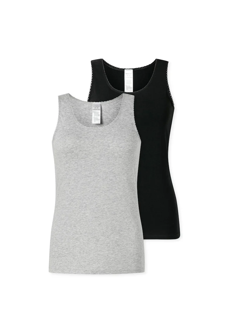 Set de top-uri cu model uni - 2 piese, Negru/Gri