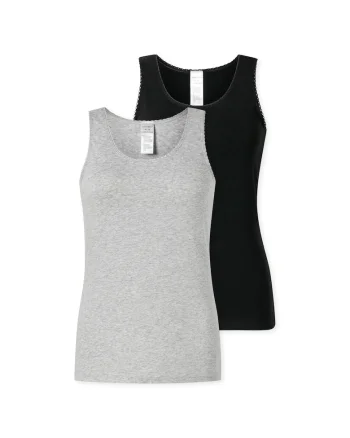 Set de top-uri cu model uni - 2 piese, Negru/Gri