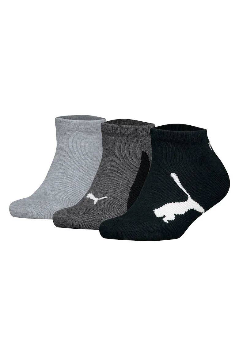 Set de sosete unisex cu imprimeu logo - 3 perechi, Negru/Gri