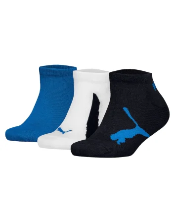 Set de sosete unisex cu imprimeu logo - 3 perechi, Alb/Negru/Albastru