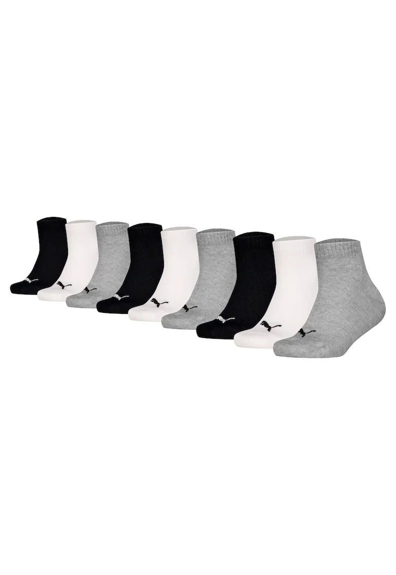 Set de sosete scurte cu logo - 9 perechi, Alb/Negru/Gri