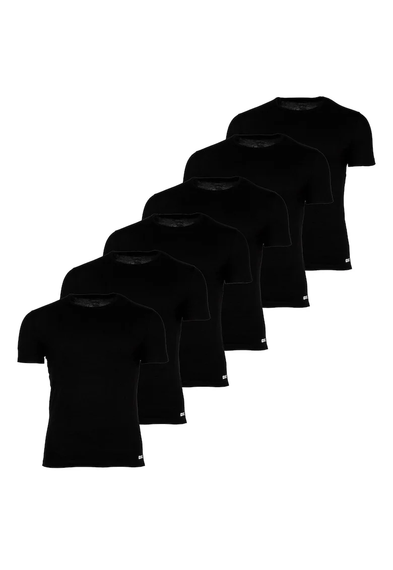 Set de tricouri de casa slim fit din bumbac- 6 piese, Negru