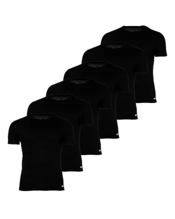 Set de tricouri de casa slim fit din bumbac- 6 piese, Negru