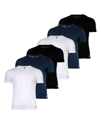 Set de tricouri de casa slim fit din bumbac- 6 piese, Alb/Negru/Albastru