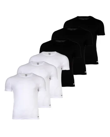 Set de tricouri de casa slim fit din bumbac- 6 piese, Alb/Negru