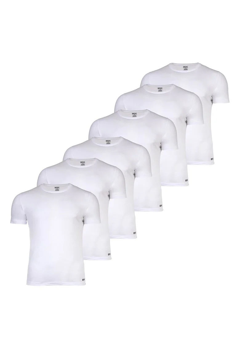 Set de tricouri de casa slim fit din bumbac- 6 piese, Alb