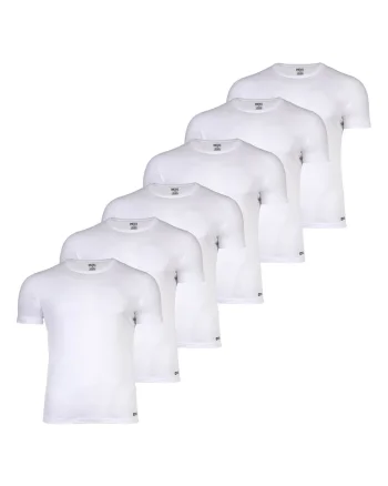 Set de tricouri de casa slim fit din bumbac- 6 piese, Alb