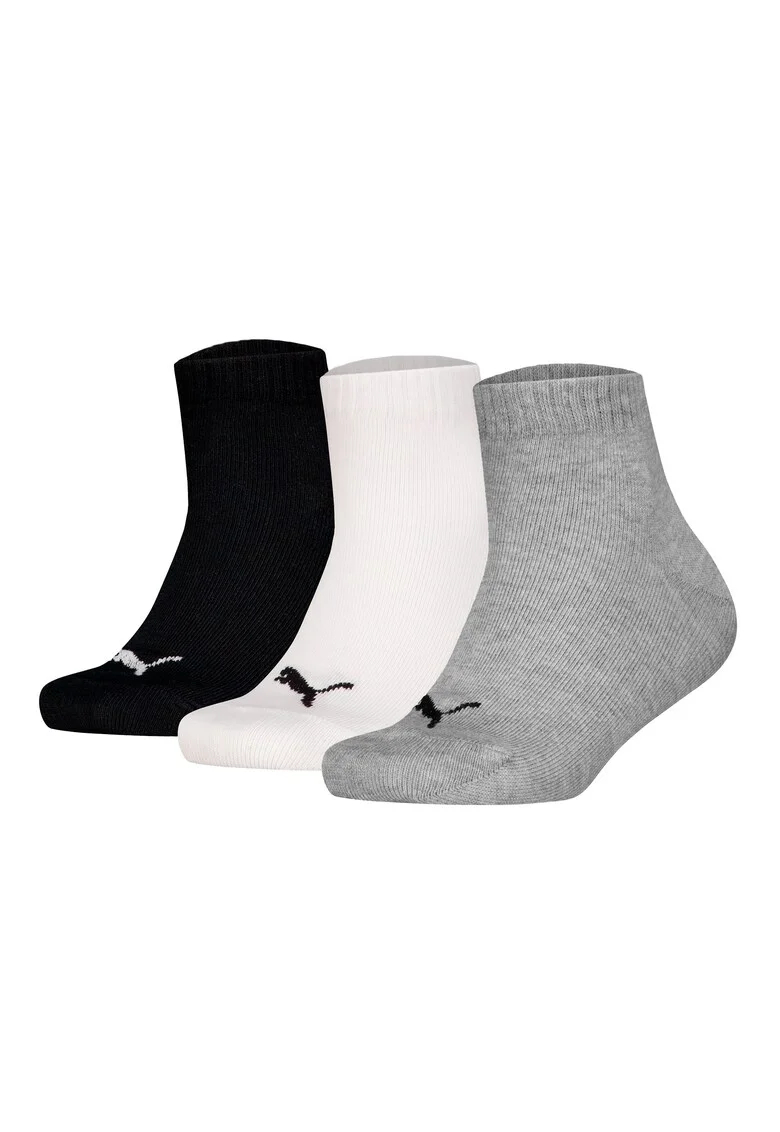 Set de sosete lungi cu logo - 3 perechi, Alb/Negru/Gri