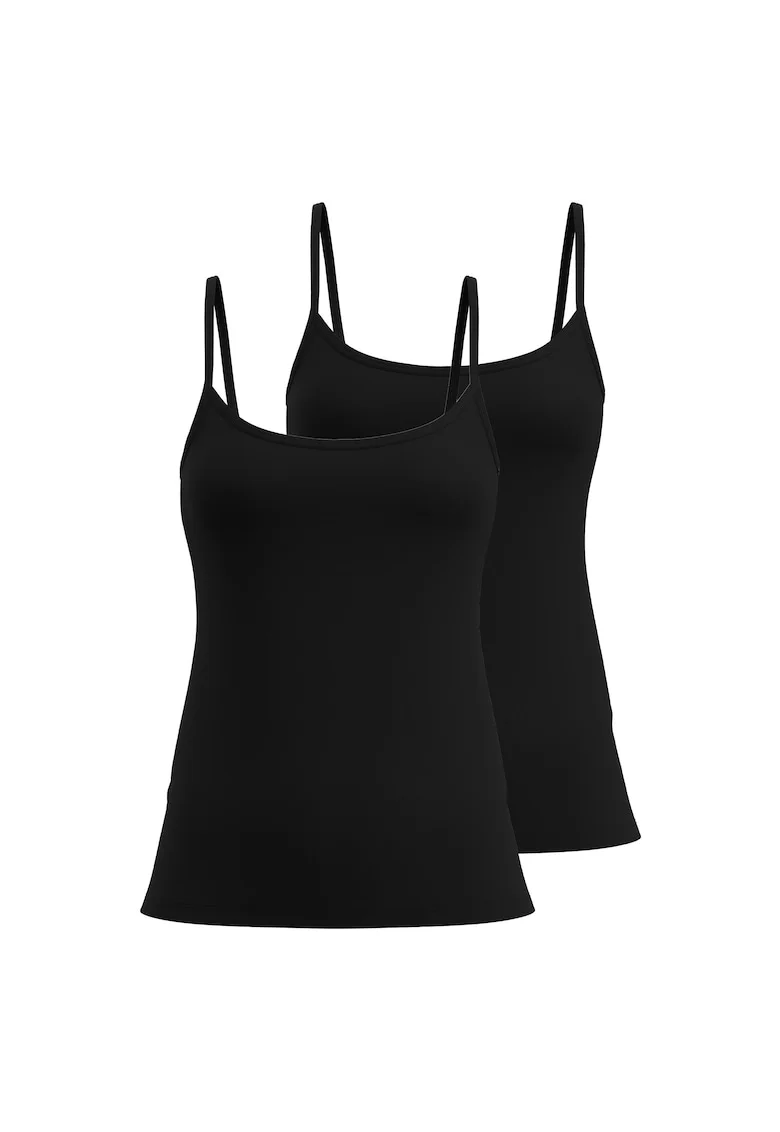 Set de topuri din amestec de bumbac, de casa - 2 piese, Negru