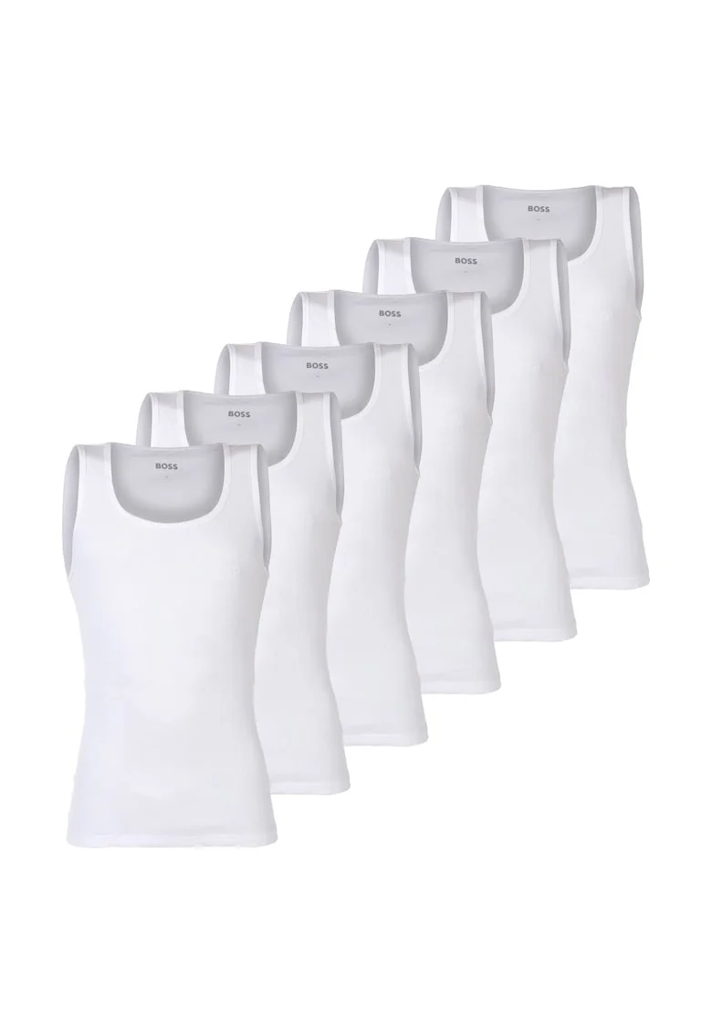 Set de top-uri striate - 6 perechi, Alb