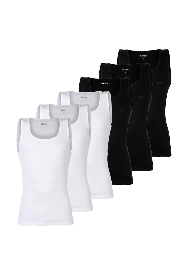 Set de top-uri striate - 6 perechi, Alb/Negru