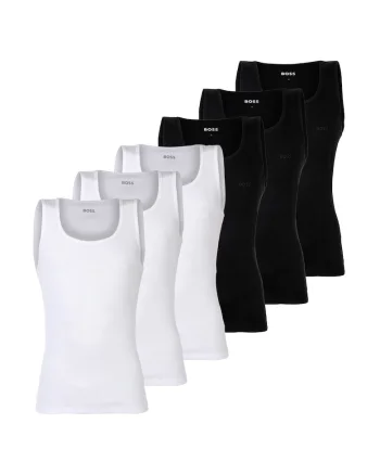 Set de top-uri striate - 6 perechi, Alb/Negru