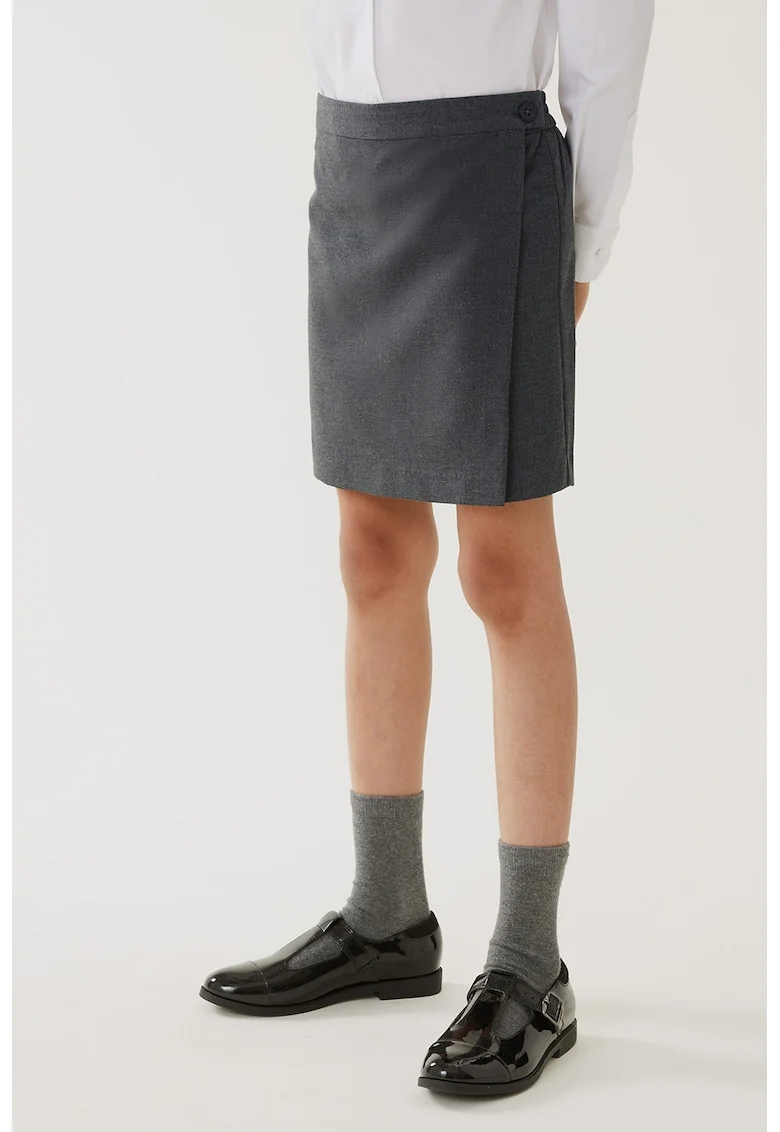 Fusta-pantalon uni, Gri inchis melange