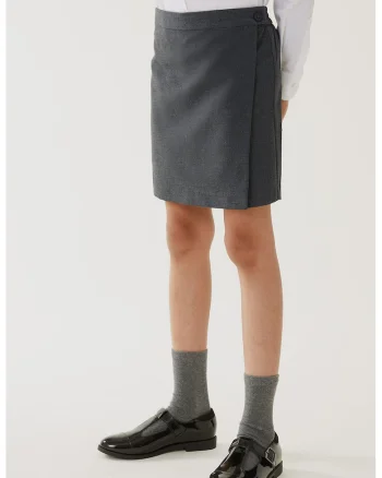 Fusta-pantalon uni, Gri inchis melange