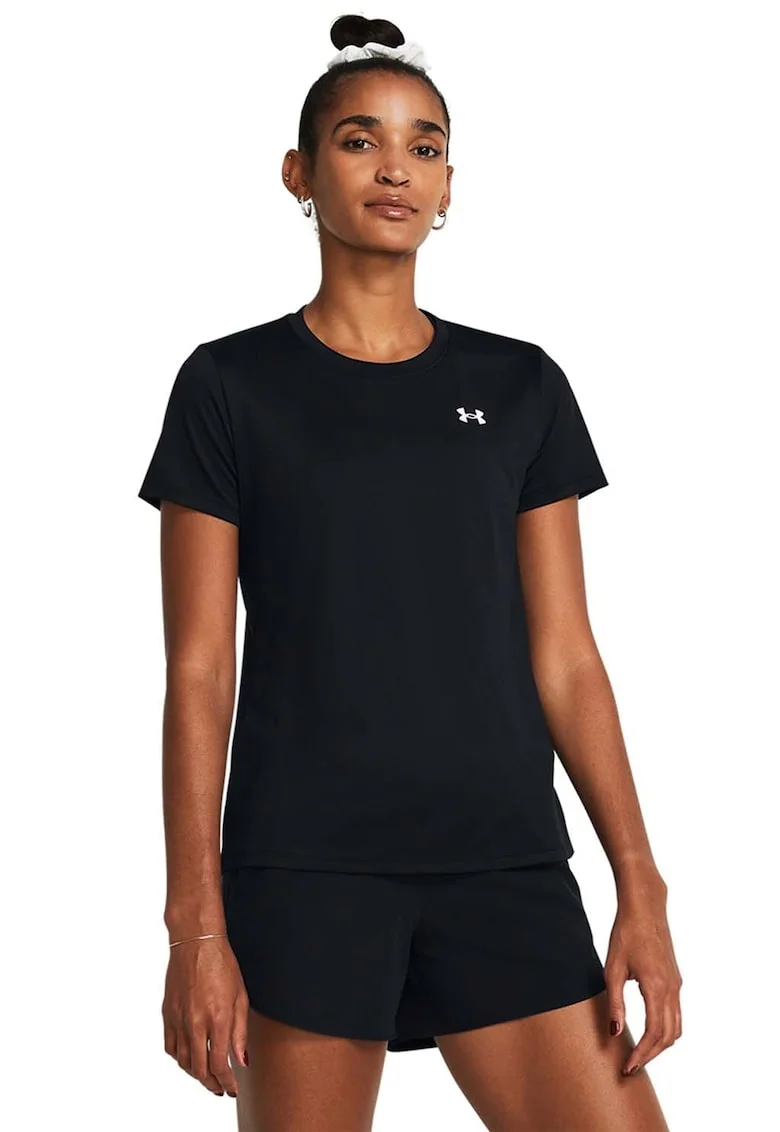 Tricou cu decolteu la baza gatului pentru fitness Classic, Negru