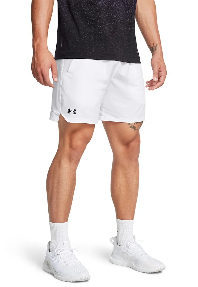 Pantaloni scurti cambrati cu banda logo in talie, pentru antrenament Vanish, Alb/Negru stins