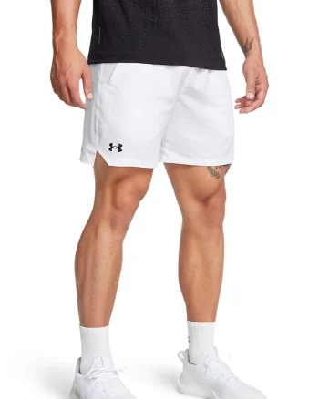 Pantaloni scurti cambrati cu banda logo in talie, pentru antrenament Vanish, Alb/Negru stins