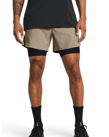 Pantaloni scurti 2in1 pentru antrenament Vanish Elite, Negru/Maro taupe
