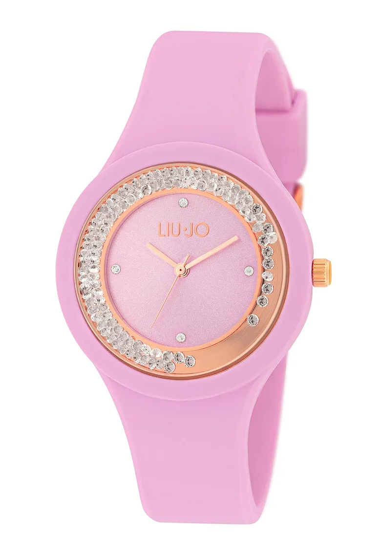 Ceas quartz cu o curea de silicon, Roz