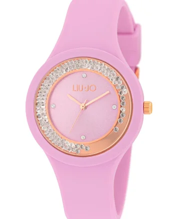 Ceas quartz cu o curea de silicon, Roz