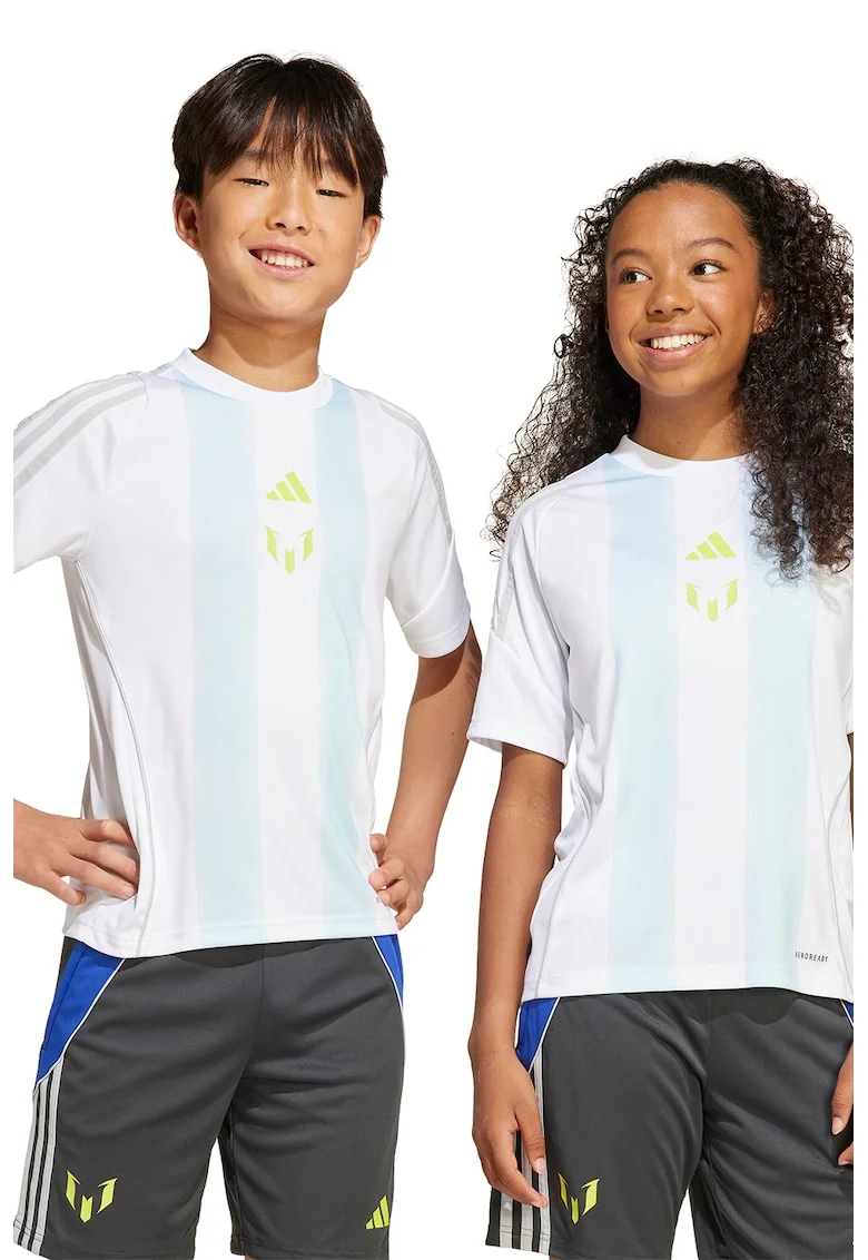 Tricou cu model pentru fotbal Messi, Alb/Albastru glaciar