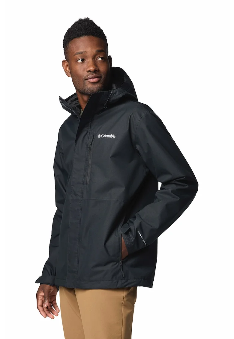 Jacheta cu model colorblock si gluga pentru drumetii Hikebound II, Negru